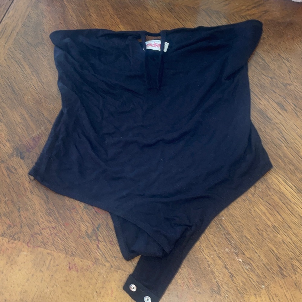 Black strapless bodysuit